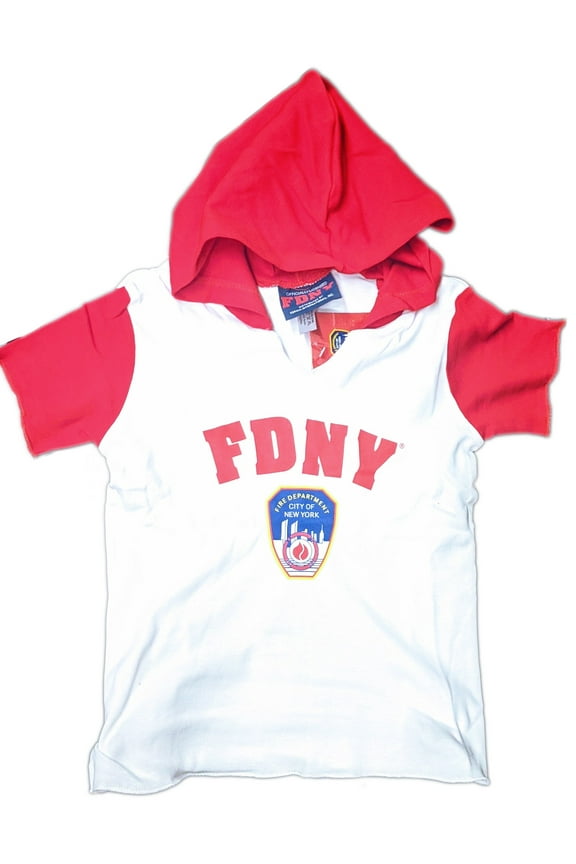 Kids Hoodie T-Shirt Youth NY Fire Dept Boys Girls Tee Red White Small 6-8