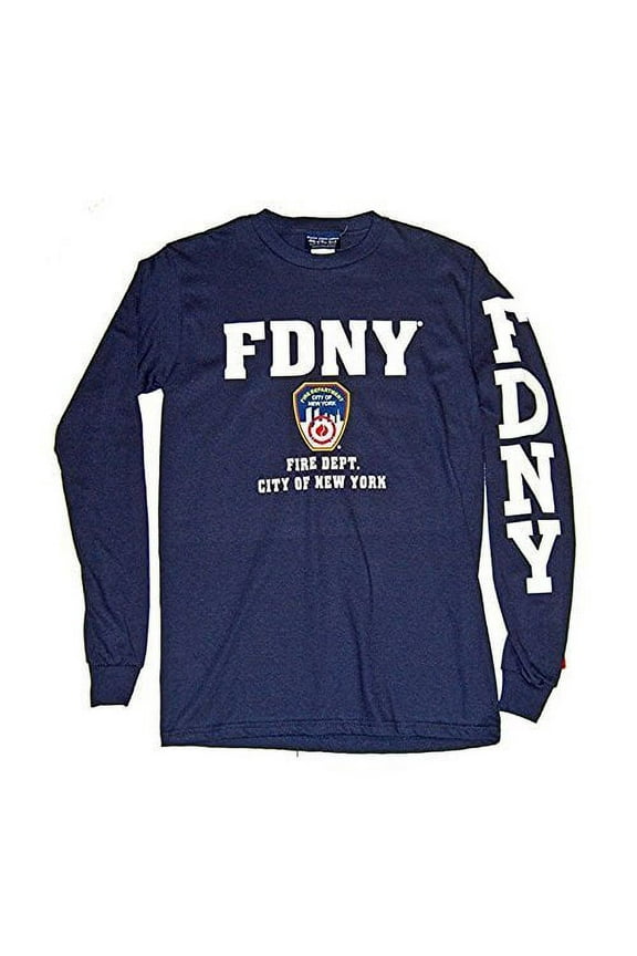 Kids Long Sleeve Screen Print T-Shirt Navy White NYFD Tee Boys Youth M
