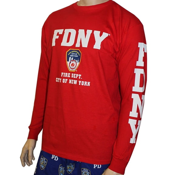 FDNY Long Sleeve Fire Dept Licensed T-Shirt Red 2Xl