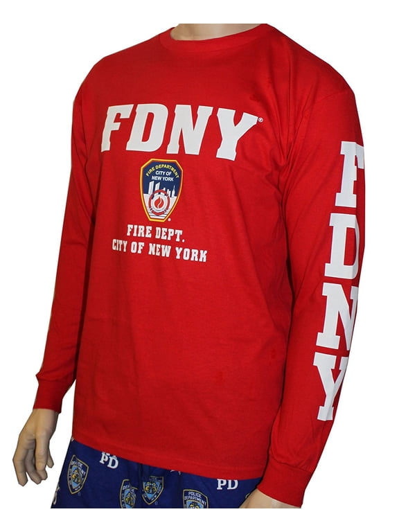 Long Sleeve Fire Dept Licensed T-Shirt Red Small