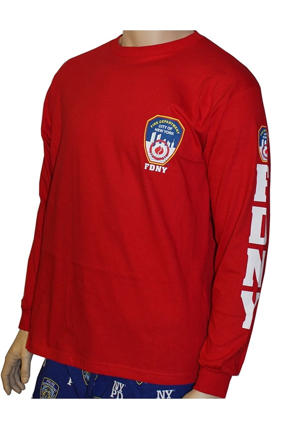FDNY Long Sleeve Officially Keep Back 200 Feet T-Shirt Red Medium