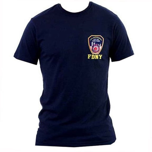 FDNY Men's Tee Embroidered Patch Navy Blue, Large