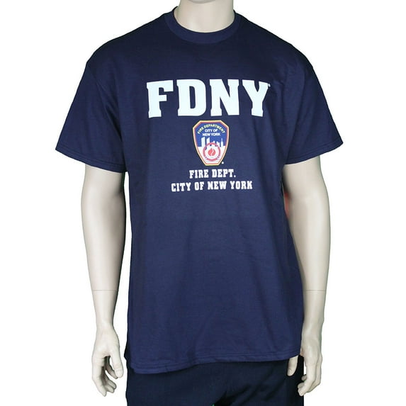 FDNY Short Sleeve with Rescue Print on back T-Shirt Navy Large
