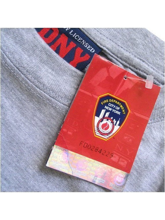 T-SHIRT Crewneck New York Fire Department Athletic Tee, Gray - Large