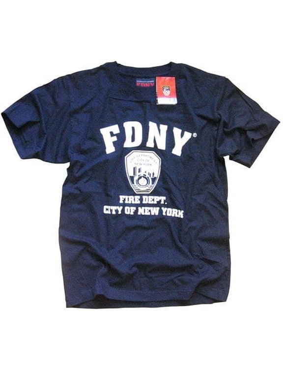 T-SHIRT, Officially Licensed Crewneck New York Fire Department Athletic Tee, Navy L
