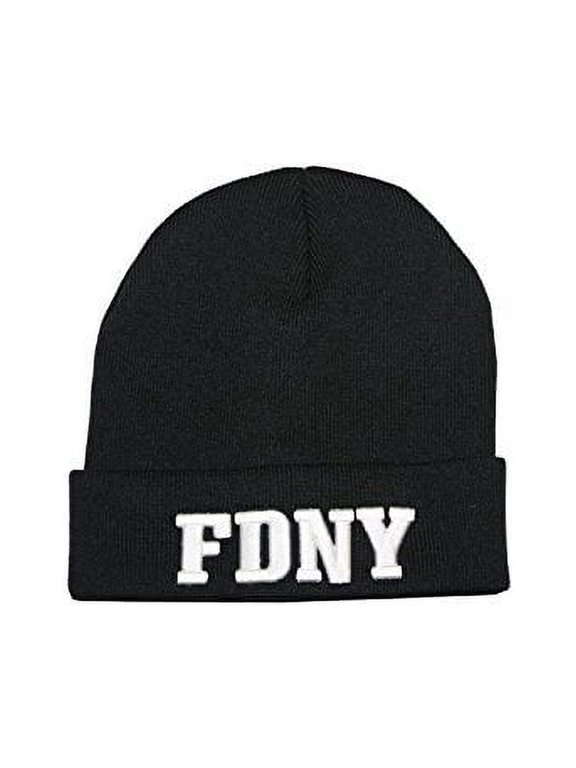Winter Hat Fire Department Of New York City Black & White One Size