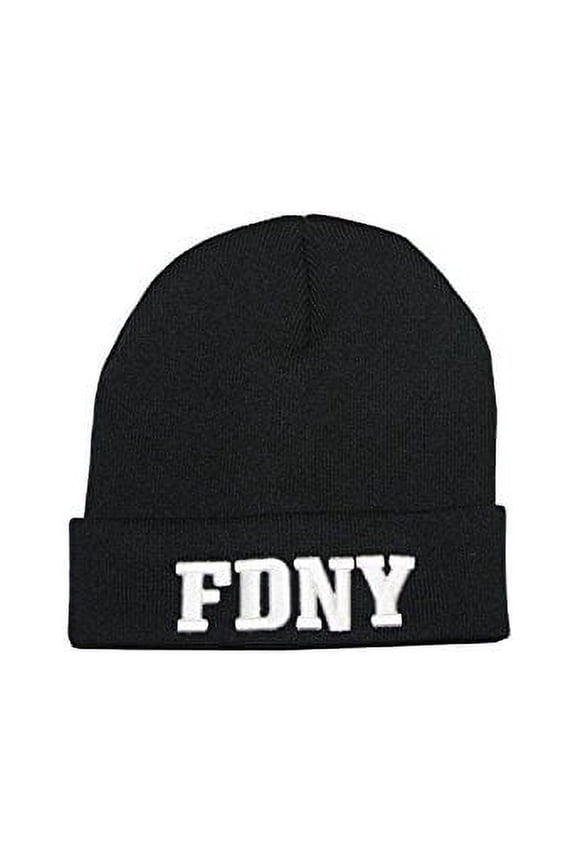 Winter Hat Fire Department Of New York City Black & White One Size