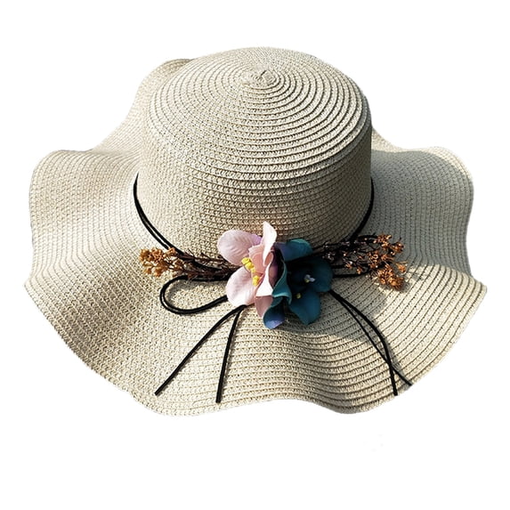FDOMA Beach Hats for Women, Wide Brim Sun Straw Hat for Women, Sun Hat Upf 50+ Uv Protection Beach Sun Straw Hats for Women, Wide Brim Summer Straw Hat Foldable Packable Roll Up Cap Sun Flower Hat