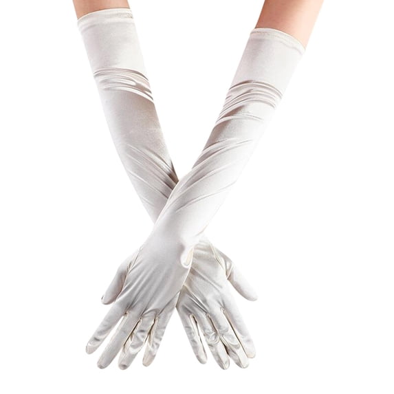 FDOMA Women'S Long Satin Finger Gloves Long Flapper Evening Opera Gloves Elbow Length 1920S Opera Bridal Dance Gloves Opera Dance Finger 1920S Bridal Long Length Gloves Satin Women'S Gloves Gloves