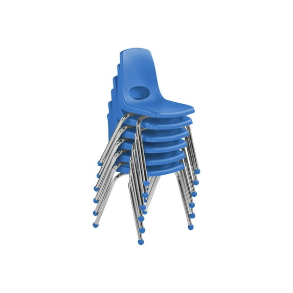 Factory Direct Partners 10367-BL 16 in. Stack Chair with Ball Glide - Blue - Pack of 6