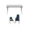 thumbnail image 1 of FDP - Furniture set (6 stack chairs, rectangle T-mold adjustable activity table) - gray, navy, 1 of 1