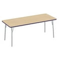 thumbnail image 1 of FDP Rectangle Premium Contour Activity School and Office Table (30 x 72 inch), Standard Legs with Swivel Glides, Adjustable Height 19-30 inches - Maple Top and Eggplant Edge, 1 of 1