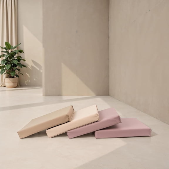 FDP SoftScape 12 inch Square Toddler Floor Cushions with Handles; Flexible Seating for Daycare, Preschool, Playroom; 1.5 inch Deluxe Foam (4-Piece) - Teddy