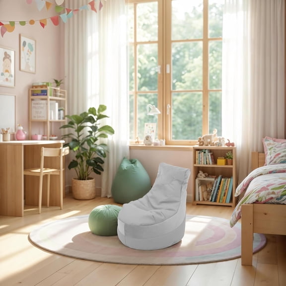 FDP Velvet and Vinyl Trendy Bean Bag, Children's Furniture for Bedroom, Playroom, Daycare, Preschool or Classroom, 2-Pack - Sterling