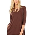 thumbnail image 1 of FDPlus Elbow Sleeve Triple Lattice Criss Cross Blouse Plus Size 1x 2X 3X, 1 of 1