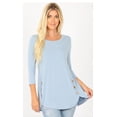 thumbnail image 1 of FDPlus Long Sleeve Scoop Neck w/Accent Buttons Dolphin Hem Top, 1 of 1