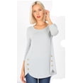 thumbnail image 1 of FDPlus Long Sleeve Scoop Neck w/Accent Buttons Dolphin Hem Top, 1 of 1