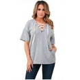 thumbnail image 1 of FDPlus Plus Size French Terry Contrast Trim Pocket Lace Up Tunic, 1 of 2