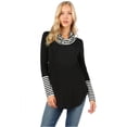 thumbnail image 1 of FDPlus Striped & Solid Contrast Turtle Neck Top Plus Size, 1 of 1