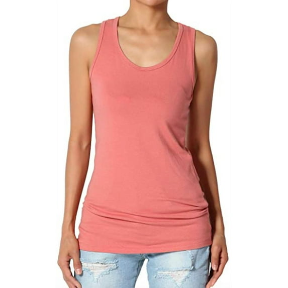 FDPlus Women's Casual Essential Solid Racerback Tank Top Plus Size