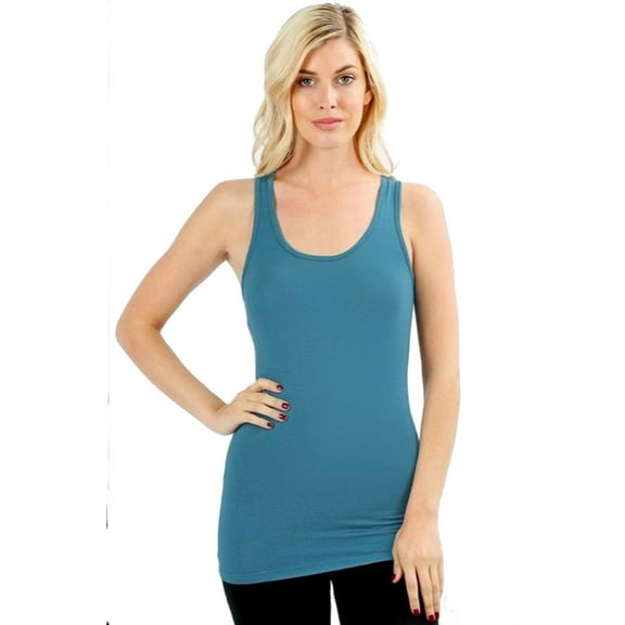 FDPlus Women's Casual Essential Solid Racerback Tank Top Plus Size