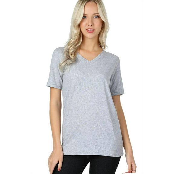 FDPlus Women's Plus Size Perfect V-neck Tee T-Shirt