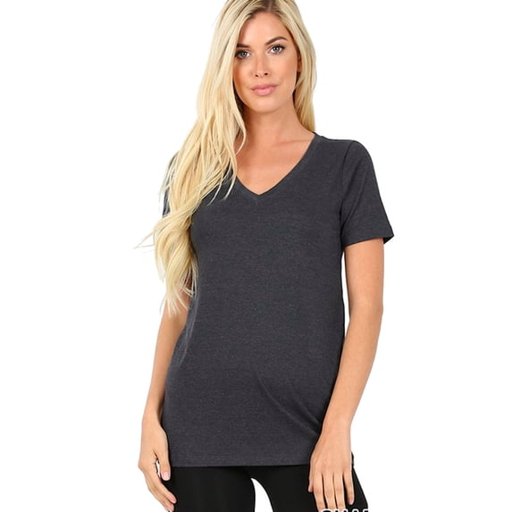 FDPlus Women's Plus Size Perfect V-neck Tee T-Shirt
