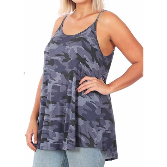 FDPlus Women's Round-Neck Front & Back Reversable Spaghetti Cami PLUS SIZE