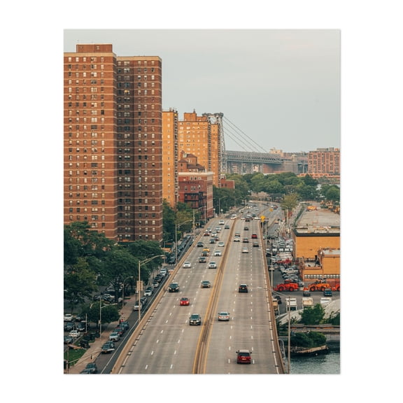 FDR Drive from the Manhattan Bridge  - Manhattan New York Photography Unframed Wall Art Print 30 x 40 inches