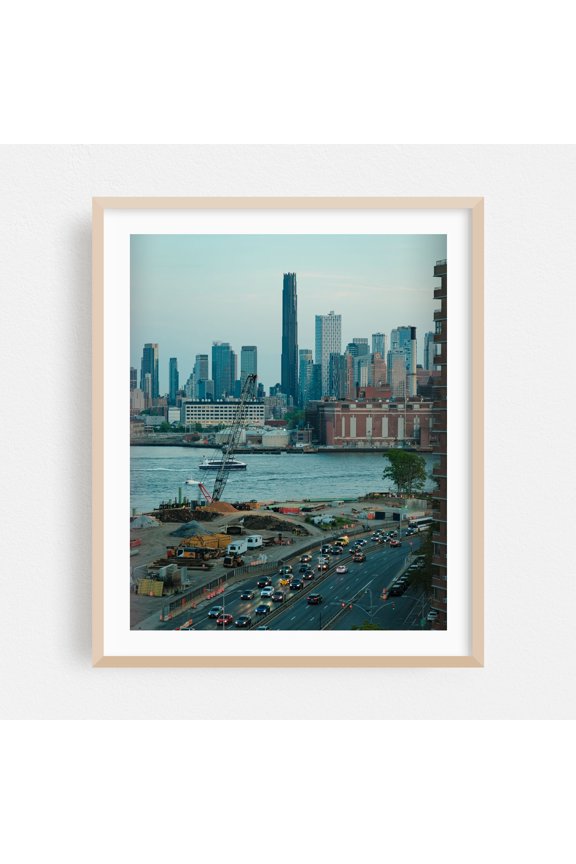 FDR From the Williamsburg Bridge - Brooklyn New York Photography Oak Framed Wall Art Print 24 x 30 inches