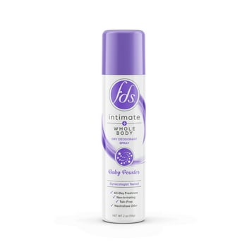 FDS Intimate + Body Dry Feminine Deodorant Spray, Baby Powder, 2 oz