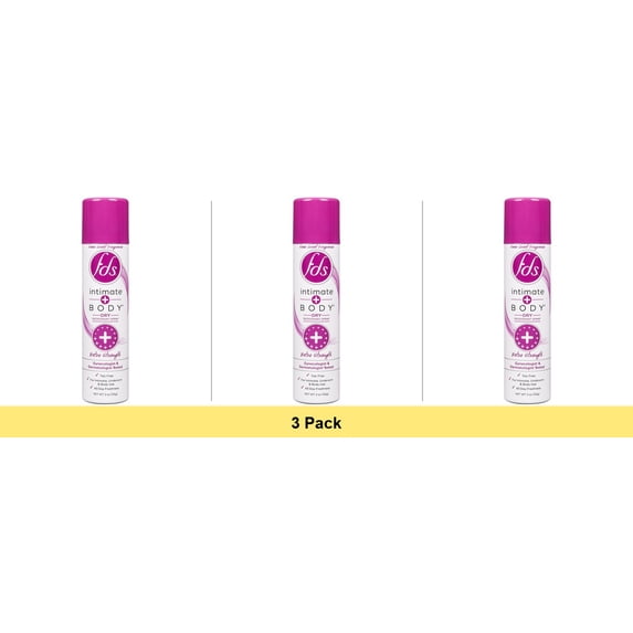 FDS Intimate + Body Dry Feminine Deodorant Spray, Extra Strength, 2 oz - 3 Pack