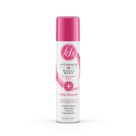FDS Intimate + Body Dry Feminine Deodorant Spray, Extra Strength, 2 oz