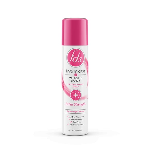 FDS Intimate + Body Dry Feminine Deodorant Spray, Extra Strength, 2 oz
