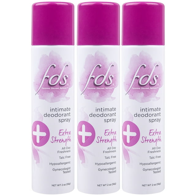 FDS Intimate + Body Dry Feminine Deodorant Spray, Extra Strength, 3 Pack