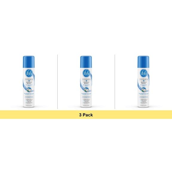 FDS Intimate + Body Dry Feminine Deodorant Spray, Tropical Coconut, 2 oz - 3 Pack