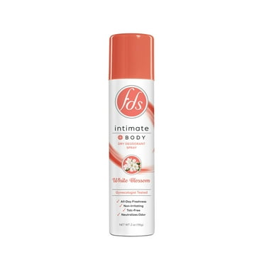 FDS Intimate + Body Dry Feminine Deodorant Spray, White Blossom, 2 oz