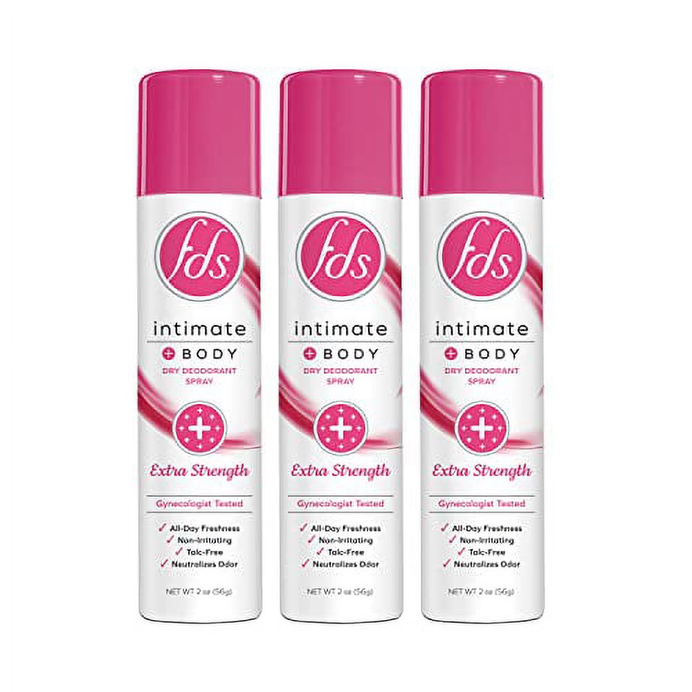 FDS Intimate Deodorant Spray, Extra Strength, 2 oz (Pack of 3) Feminine Spray for All Day