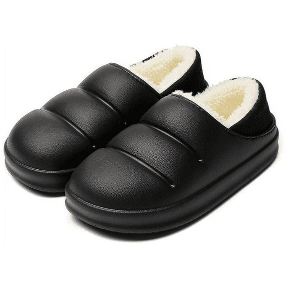 FDSKWKY Couple Quilted Closed Slippers Technical Fabric Warm Soft Comfortable Non-slip Memory Foam Indoor House Shoes