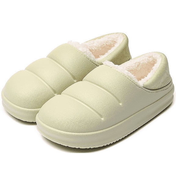 FDSKWKY Couple Quilted Closed Slippers Technical Fabric Warm Soft Comfortable Non-slip Memory Foam Indoor House Shoes