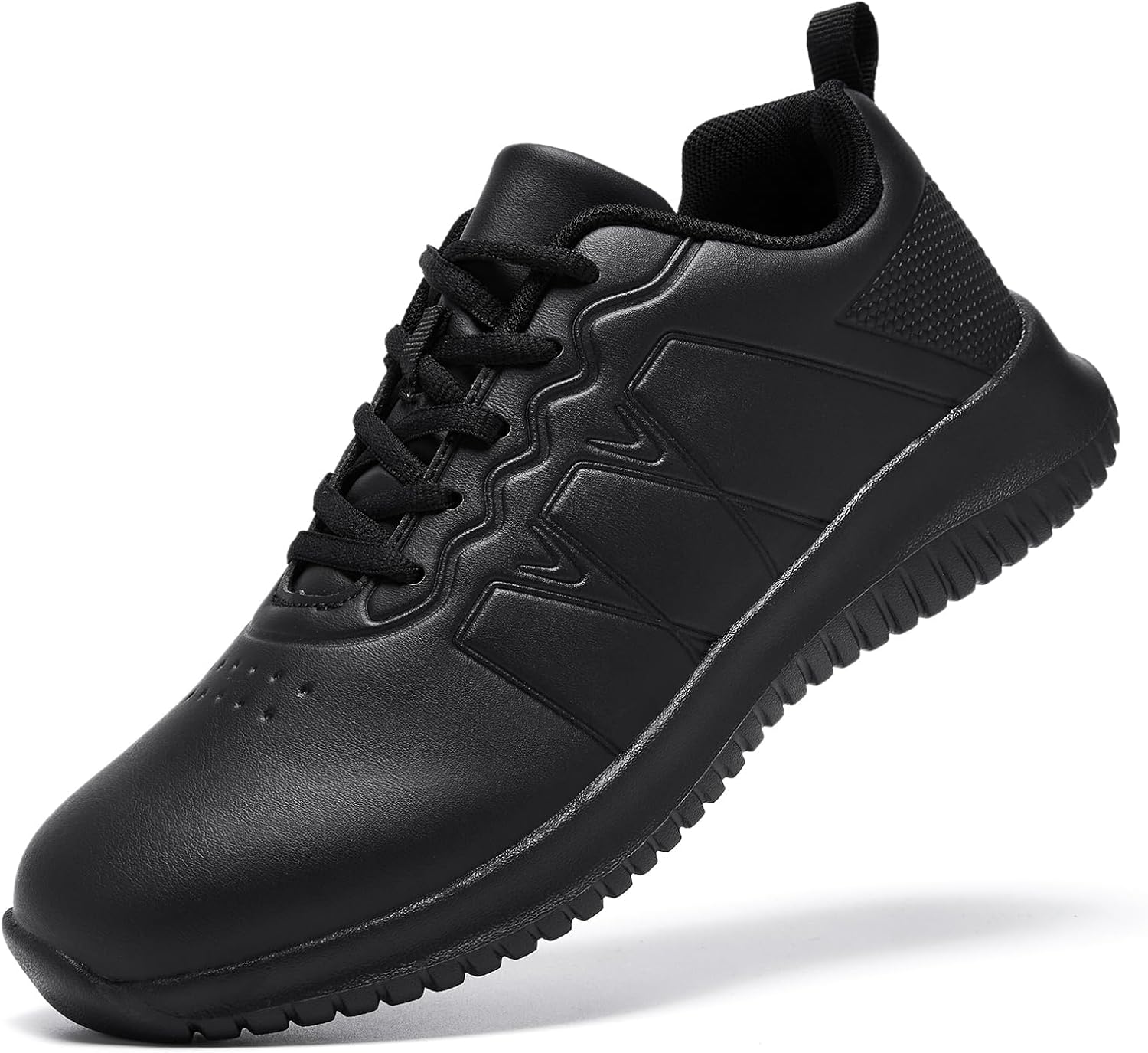 Non Slip Shoes for Women Food Service, Kitchen Chef Oil-Proof Slip Resistant Work Shoes Waterproof Comfort Lightweight Sneakers with Lace Up Black