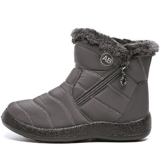 FDSKWKY Womens Winter Snow Boots: Comfortable Warm Fur Lined Zipper Outdoor Waterproof Non Slip Boots