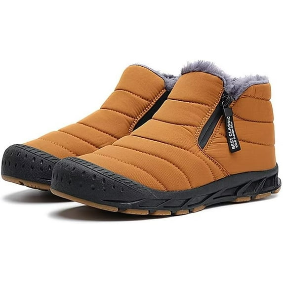 FDSKWKYMen Snow Boots Water Resistant Non-slip Winter Shoes with Fuzz Lined Warm High Top Boots for Men