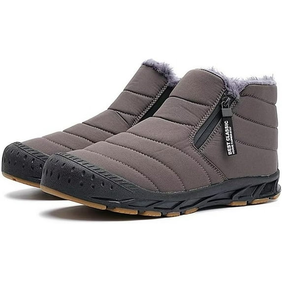 FDSKWKYMen Snow Boots Water Resistant Non-slip Winter Shoes with Fuzz Lined Warm High Top Boots for Men