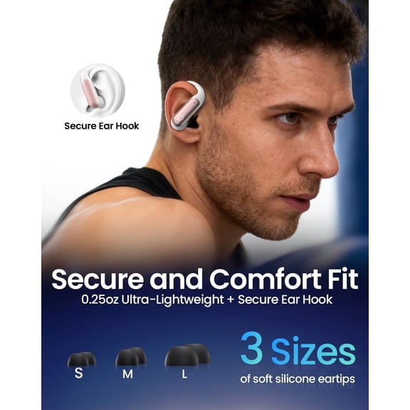 FDSLKJA-Wireless Earbuds, Bluetooth Headphones 6.0, Ear Buds with Touch Screen, ANC ENC Noise Cancelling, 40H Bass Stereo Sound Over-Ear Earphones for iOS, Android, Sports,Workout, Rosegold