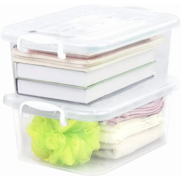 8 Quart Clear Plastic Storage Boxes with Lids and Handles, 2 Packs$$Home Decor, Kitchen, & Other