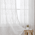 thumbnail image 1 of FDTBYHVYT Sheer Curtains 84 inch Length 2 Panels Set   Voile Crushed Cream Vine Leaves Embroidery  Rod Pocket Embroidered Window Drapes for Living Room and Bedroom  54&#34; x 84&#34;, 1 of 7
