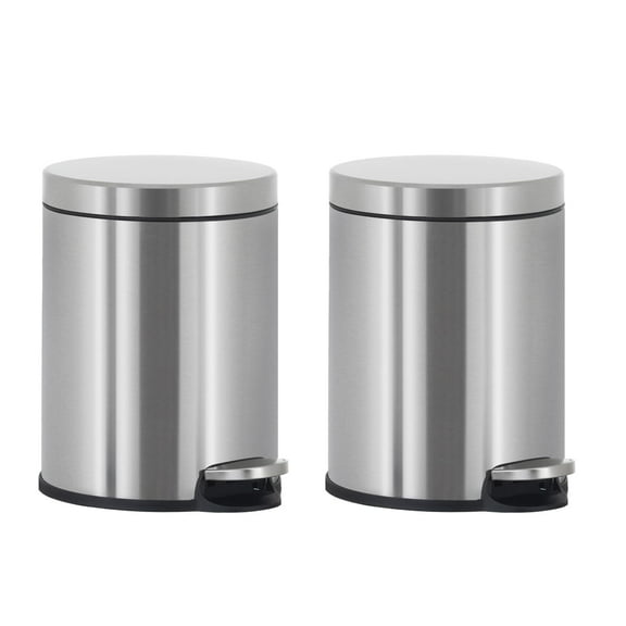 FDW 1.6 Gallon Stainless Steel Mini Step Kitchen Trash Can with Soft Lid for Indoor, 2 Pack(Silver)