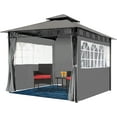 thumbnail image 1 of FDW 10ft x 10ft Gray Outdoor Canopy, Waterproof and 2 Sidewalls, 1 of 7