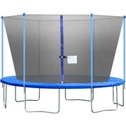 FDW 12FT Trampoline with Enclosure Net Ladder Outdoor Fitness Trampoline PVC Spring Cover Padding